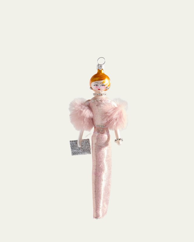 Fashionista in Pink Gown Christmas Ornament
